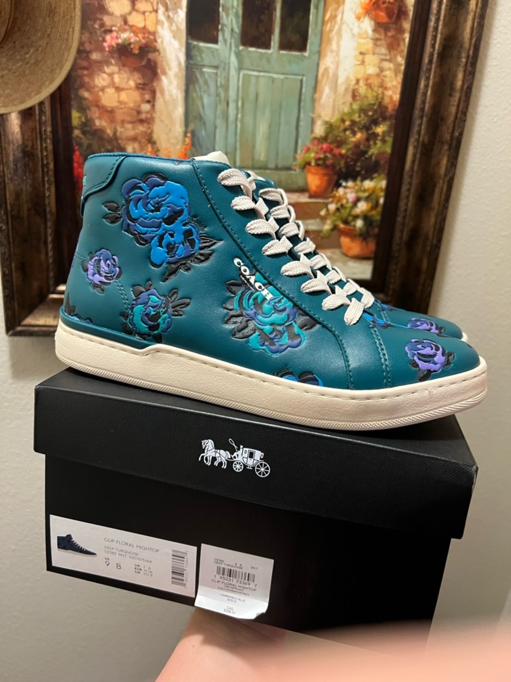 Coach Clip Floral Hightop Sneakers CE582